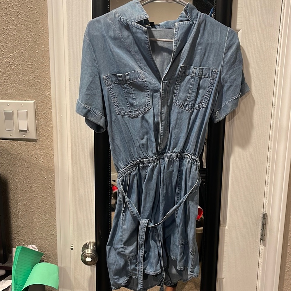 Denim short romper